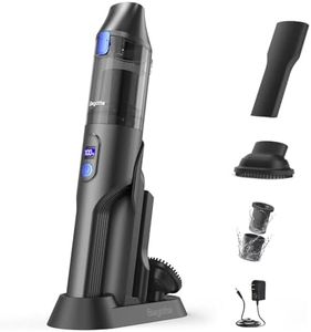 Bagotte Handheld Vacuum Cleaner, 20kPa Powerful Suction with Power Digital Display, Lightweight Hand Held Vacuuming Cordless, Charging Base, Crevice Tool & Brush Tool for Car
