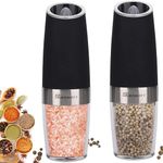 Sjpzwcrl Salt and Pepper Mill Grinder: Electric Black Pepper Grinder Machine Set Battery Operated Automatic Spice Shakers Salt Dispenser Refillable Adjustable with Light, 2Pcs