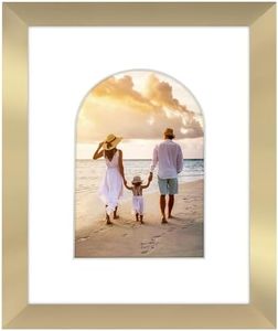 Americanflat 5x7 Picture Frame with Arch-Shaped Mat in Gold - Use as 8x10 Picture Frame Without Mat or 5x7 Frame with Mat - Engineered Wood Photo Frame with Shatter-Resistant Glass and Easel