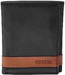 Fossil Men's Leather Trifold Wallet, Quinn Black, One Size