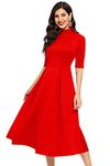 ILLI LONDON Women's A-LINE Maxi Dress (Small, RED)