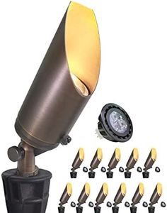 MALORY Brass Outdoor Spot Lights,12V AC/DC Low Voltage LED Landscape Lighting,Waterproof Spot Up Light for Garden,Patio and Yard (S03, 12-Pack with Bulb)