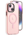 mobistyle Silicone Designed For iPhone 15 Case, Compatible With Magsafe, Military Grade Drop Protective, Translucent Matte Back Cover Case For iPhone 15 6.1'' (Pink)