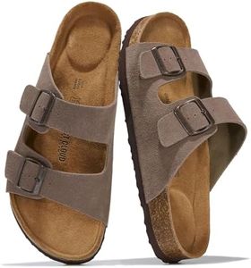 Project Cloud Genuine Leather Mens Sandals with Memory Foam Natural Cork Footbed Slides for Men Footwear - Non-Slip Double-Strap Buckle Summer Sandals (Arizona,TAUPSUEDE,9)
