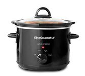 Elite Gourmet Glas Slow Cooker with Adjustable Temp, Entrees, Sauces, Stews & Dips, Dishwasher Safe Glass Lid & Crock, 3 Quart, Black