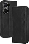 RankOne Wallet Case for ZTE Blade V40 Design/ZTE Blade V41 Vita 5G (6.6 Inches), Magnetic Flip Leather Case, Black