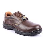 Hillson Argo Brown Steel Toe ISI and CE Certified Protective Safety Footwear with 200J Toe Cap (Steel Toe, 9) Brown