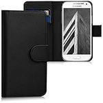 kwmobile Case Compatible with Samsung Galaxy S4 Mini - Wallet Case PU Leather Phone Cover with Card Holder Slots - Black