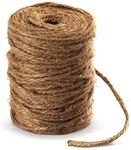 Absofine 100M Garden Cord Jute Twine String 4mm Thick Strong Natural Jute Rope Roll Stronger Craft Cord for Household Garden DIY Crafts Decoration