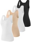 Vislivin Womens Supersoft Vest Tops Stretch Casual Tank Tops 4 Pack Black/White/Beige/White M