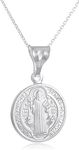 JOTW 925 Silver Saint Benedict Reversable Medal Pendant with 18 Inch Link Necklace, Sterling Silver, No Gemstone