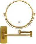 GURUN 8" Wall Mounted Makeup Mirror with 7X Magnification,Two-Sided Swivel Bathroom Mirror,Brushed Gold Finish M1406GJ(8",7X)
