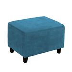ele ELEOPTION Stretch Ottoman Cover, Foot Stool Cover, Spandex Ottoman Stretch Slipcover, Removable Washable Ottomans Stool Protector Cover (Large, Peacock Blue)