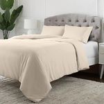 Mellanni Bedding Sets King Size - Non-Iron, Button Closure & Corner Ties - Soft Brushed Microfibre Duvet Cover Set - Quilt Cover With 2 Pillow Cases 80x80 cm - (King 240x220 cm, Beige)
