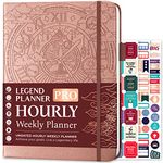 Legend Planner PRO Hourly Schedule Edition - Undated Deluxe Weekly & Daily Organizer with Time Slots. Time Management Appointment Book Journal for Work & Personal Life, A4 Size Hardcover - Rose Gold