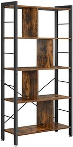 4 Tier Bookshelf with Compartments Bookcase Rustic Brown