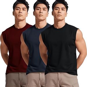 JUARI BE A GENTLEMAN Men Cotton Regular Fit /Sleeveless/Gym/Vest Set of 3_M Multicolour, Medium