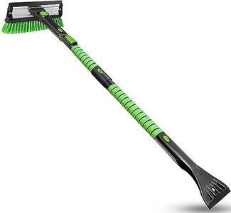 SEAAES 51 Inch Snow Brush and Ice Scraper with Squeegee, Extendable Snow Ice Removal with Foam Grip for SUV Truck Vehicle Window