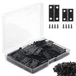 VIPMOON Small Hinges Kit, 60Pieces Box Hinges and 260Pieces Tiny Screws with Storage Box, Folding Butt Hinges for Wooden Box Craft Gift Boxes, Black