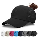 MIYING Womens Baseball Cap - Ponytail Sun Hat Quick Drying Running Cap Ladies Golf Caps Criss Cross Adjustable Trucker Hats Gifts for Women Girls Black