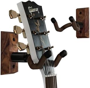 String Swing Guitar Hanger - Holder for Electric Acoustic and Bass Guitars - Stand Accessories Home or Studio Wall - Musical Instruments Safe without Hard Cases - Black Walnut Hardwood CC01K-BW 2-Pack