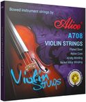 Violin Strings, Alice 4/4 Violin Strings Full Set Nylon Core Al-Mg & Ni-Fe Winding with Ball End, 1 Set