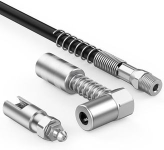 Fantictas 90 Degree Grease Coupler ＆ Slotted Right Angle 90 Degree Grease Coupler Combo with 12" Spring Flex Hose - Designed for Extra Reach in Tight Spaces