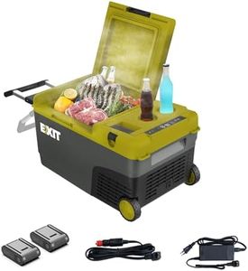 EXIT 20V Outdoor mini refrigerator EX100, battery powered electric cooler -4°F to 68°F, 12/24V DC 100~240 Volt AC for Outside Camping, Tailgating, Includes two Replaceable 4.0 Ah Batteries