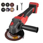 Cordless Angle Grinder Compatible with Milwaukee 18V Battery, 12000RPM 800W, Cutting Grinding Polishing, 6 Discs, Side Handle, 125mm(Battery Not Included)