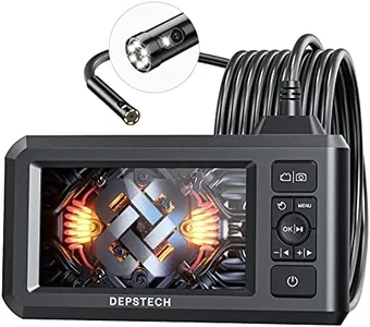 DEPSTECH Dual Lens Industrial Endoscope, 1080P Digital Borescope Inspection Camera, 7.9mm IP67 Waterproof Camera, Sewer Camera with 4.3" LCD Screen,7 LED Lights,16.5FT Semi-Rigid Cable,32GB Card-Black