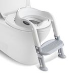 LIVINGbasics Adjustable Potty Training Toilet Seat with Non-Slip Step Stool Ladder, Handles and Splash Guard, Toddler Toilet Potty Chair for Boys and Girls Baby Kids