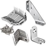 20 Pack Universal Stainless Steel Furniture Corner Connector, Stainless Steel Angle Corner Brackets for Shelf Cabinet Table Chair, Trapeziform Corner Brace Support Bracket Fastener (Silver)