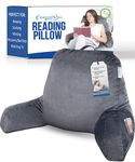 ComfortSpa Reading Pillow for Bed Adult Size, Back Rest Pillow with Arms, Pockets and Washable Cover; Use as a Back Pillow for Bed Sitting Up for Bedrest or Relief from GERD Heartburn (Large Grey)