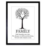 Wee Blue Coo Family Roots Quote Motivation B&W He Tree Framed Wall Art Print