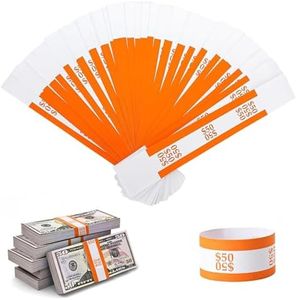 Self-Sealing Currency Straps - Pack of 100 Orange Bands for $50 Bills - Securely Organize and Transport Your Cash