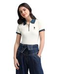 U.S. POLO ASSN. Women's Cotton Regular Fit T-Shirt (UWAW24PTS174_Off White, XL