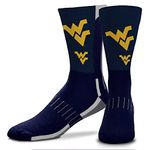 For Bare Feet NCAA Adult State and University Crew Socks - Polyester blend - Unisex - High-performance socks provide superior comfort (West Virginia Mountaineers - Indigo/Navy, Adult Medium)