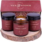 Wick & Windsor | Scented Candle Gift Set | Cocktail Collection | 3 Luxury Soy Wax Candles | Wooden Wick | 3×100g | Coffee, Blood Orange & Lime | Gift for Her & Him — Birthday, Christmas & Housewarming