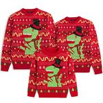 Simplee kids Ugly Christmas Sweater Family Matching Outfits for Holiday Party Knitted Pullover, Red-dinosaur, Large