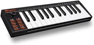 RHYMO 25 Key MIDI Keyboard Controller, USB Bus-Powered Portable Piano with Arpeggiator, Tap Tempo, Sustain Pedal, Compatible with GarageBand, FL Studio, Ableton for Mac/PC/iOS