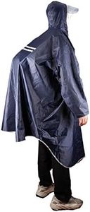 KRATARC Outdoor Rain Poncho Reflective Waterproof Raincoat Camping Hiking Cycling with Hood for Men Women Adult, Navy Blue, One Size