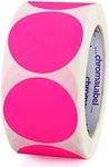 ChromaLabel 2 Inch Round Label Permanent Color Code Dot Stickers, 500 Labels per Roll, Fluorescent Pink