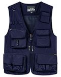 KTWOLEN Men's Outdoor Vest Quick Dry Fishing Vest Multi Pocket Breathable Gilet Safari Hunting Hiking Photography Waistcoat Sleeveless Jacket, Navy Blue, XXL