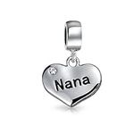 Engrave Word Nana Heart Dangle Bead