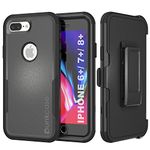 Punkcase for iPhone 7+ Plus Belt Clip Holster Case [Patron Series] 4-1 Rugged & Protective Multilayer Phone Cover W/Integrated Kickstand for iPhone 7+ Plus (5.5") (2016) [Black]