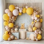 Yellow Balloon Garland Double Stuffed Mustard Yellow Balloon Brown Blush Ivory Apricot Balloon Arch Kit For Birthday Baby Shower Honeybee Theme Sunflower Gender Reveal Party Decoration