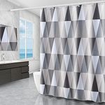 Miorkly Shower Curtain Waterproof Bathroom Curtain,Weighted Hem,Resistant Washable Bath Curtains,Quick-Drying Mould Proof Resistant with 12 Hooks,1 Magnetic Rope,Bath Room(180x180cm Triangle Pattern)