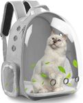 GBEX Pet Carrier Bag Astronaut Transparent Backpack for Travel, Hiking & Outdoor (Grey) | Airline-Approved, Breathable Design with Sturdy Pad for Cats, Kittens & Puppies (40 x 35 x 24 cm)