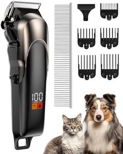 Garstor Dog Clippers, Hair Clippers for Dog Grooming, Professional Dogs Trimmer for Thick Heavy Coats, Low Noise Rechargeable Cordless Pet Shaver for Dogs Cats and Animals-Silvey Gray