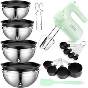 Lord Eagle 5-Speed Hand Mixer Electric With 4 Mixing Bowls Set